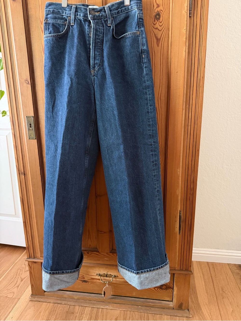 Agolde Dame wide -Leg Jeans in Dark Blue Denim